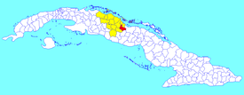 Remedios municipality (red) within  Villa Clara Province (yellow) and Cuba