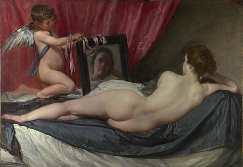 Ar Rokeby Venus Diego Velázquez, 1647-1651 Gwelet en devije Velazquez taolenn Tizian a-raok ober e hini.