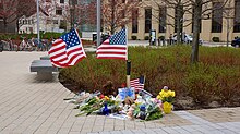 Improvised temporary memorial, April 20, 2013 Sean Collier Memorial - Stata Center 22614 (8666737456).jpg