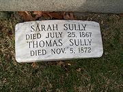 Grave marker for Thomas Sully and his wife Sarah.