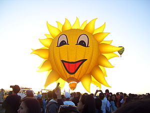 English: A photo of a sun hot air balloon.