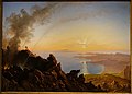 Vue de la baie de Naples depuis le cratère du Vésuve par Franz Ludwig Catel (vers 1840).