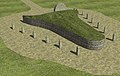 Model 3D de la tipologia de tomba dels gegants en forma d'exedra amb arc de cintra.