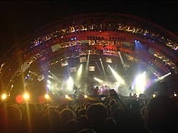 Members of Tool performing onstage