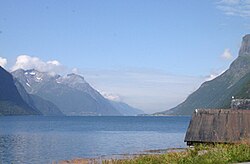 View of the Hjørundfjorden from the south (in from the section called Storfjorden by Viddal)