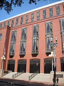 The Howard T. Markey National Courts Building (formerly known as the National Courts Building) houses the United States Court of Appeals for the Federal Circuit. United States Court of Federal Claims.JPG