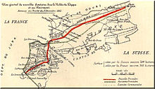 Carte figurant dans l'annexe du traité des Dappes de 1862 détaillant l'échange de territoires entre la Suisse et la France après ratification