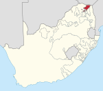 Situación xeográfica de Vienda (mapa políticu de Sudáfrica)