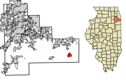 Location of Beecher in Will County, Illinois.