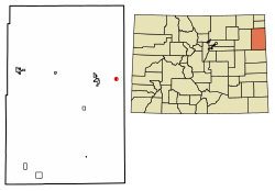 Location of the Laird CDP in Yuma County, Colorado.
