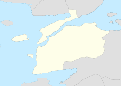 Mapa konturowa Çanakkale, blisko centrum u góry znajduje się punkt z opisem „Most Çanakkale 1915”