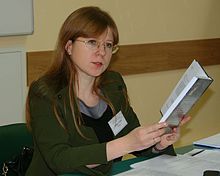 Елена Зейферт води литературния семинар в Ясная поляна, декември 2010 г.