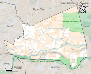 Carte des ZNIEFF de type 1 sur la commune.