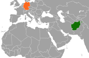 Mapa indicando localização do Afeganistão e da Alemanha.