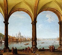 St. Paul vistu dende una loggia (c. 1748) d'Antonio Joli, que tamién trabayó en Venecia.