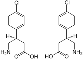 Strukturformeln der Baclofen-Enantiomere