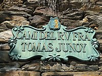 Straatnaambord Camí del Reverend Fra Tomas Junoy