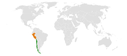 Map indicating locations of Chile and Peru