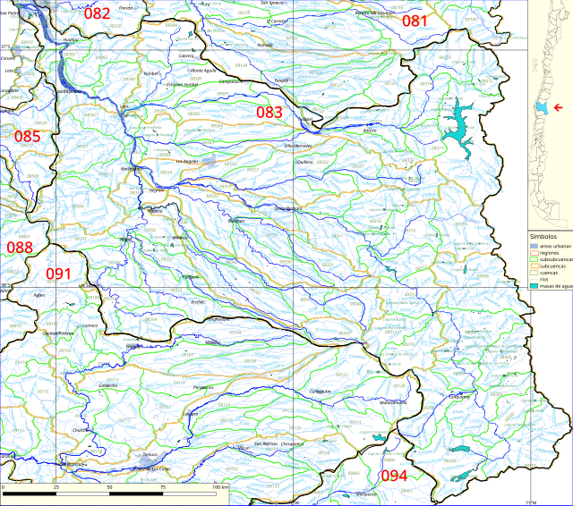 Mapa de la cuenca del río Biobío.