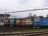 49. KW Elektrolokomotiven des tschechischen Eisenbahnunternehmens ČD Cargo (Schienengüterverkehr) der Baureihen 230, 240 und 340 im Depot in České Budějovice.