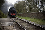 An ELR locomotive approaches Summerseat Station in April 2009