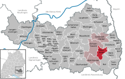 Elhelyezkedése Baden-Württemberg térképén