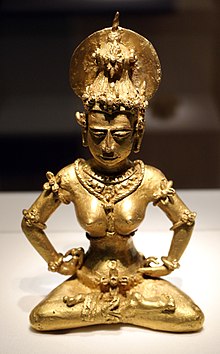 The Agusan image statue discovered in Mindanao, Philippines and dated circa 900-950 CE. Filippine, provincia di agusan, immagine hindu, statuetta in oro massiccio, xiii secolo.jpg