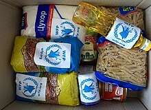 Example of a World Food Programme parcel Food Items in World Food Programme Food Parcels.jpg