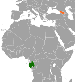 Карта с указанием местоположения Габона и Грузии