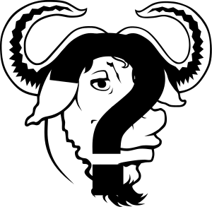 A Bold GNU Head with a question mark (for use ...