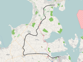 Spoorlijn Holbæk - Nykøbing Sjælland op de kaart