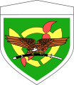 第12旅団。空中機動を主体としたイメージを部隊章に反映しており、旧第12師団の意匠をもとに、大鷲や日本列島を配している。