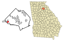 Location in Barrow County and the state of Georgia