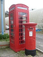 A K6 Telephone box and a Edward VII Pillar box at the Amberley Working Museum.