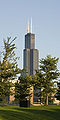 The Sears Tower, as seen from the Chicago lakeshore southeast of the Tower