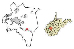 Location of East Bank in Kanawha County, West Virginia.