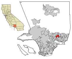 Location of Irwindale in Los Angeles County, California