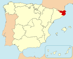 Mahali pa Mkoa wa Gerona katika Hispania