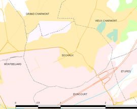 Mapa obce Sochaux