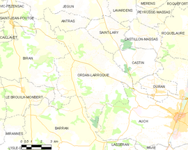 Mapa obce Ordan-Larroque