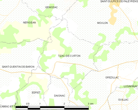 Mapa obce Tizac-de-Curton