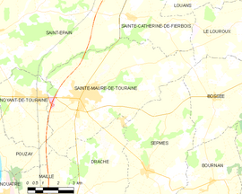 Mapa obce Sainte-Maure-de-Touraine