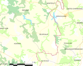 Mapa obce Bourdalat
