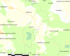 Mapa obce Pourcy