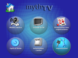 Screenshot del menù principale di MythTV