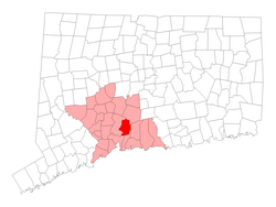 Location in New Haven County, Connecticut