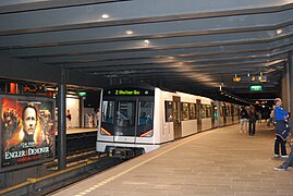 Metro train leaving. Nationaltheatret Station