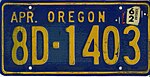 Номерной знак штата Орегон 1962 года - Номер 8D-1403.jpg