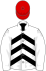 White and black chevrons, white sleeves, red cap