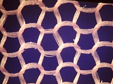 Close-up photograph of the knitted nylon fabric used in stockings Particolare di calza di nylon.jpg